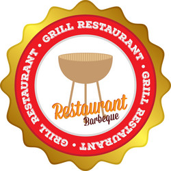 isolated label with text and barbecue elements vector image