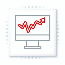 line computer monitor with graph chart icon vector image