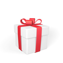 realistic gift box with red bow isolated on white vector