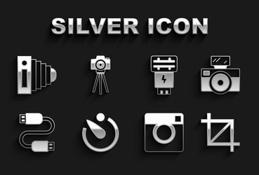 set camera timer photo with flash picture vector image