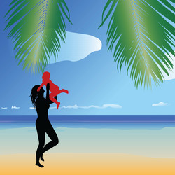 beach scene with family Vector Image