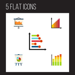 flat icon graph set of statistic diagram vector image