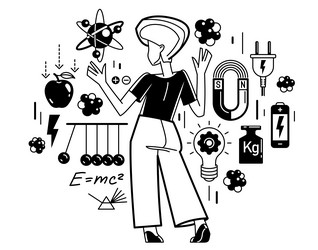 physicist working on some theoretical physics vector image