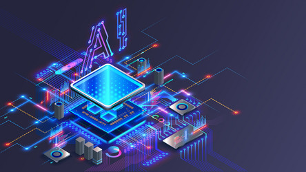 processor with integration ai letters on chip vector image