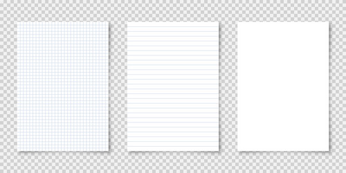 realistic blank lined paper sheets in a4 format vector image