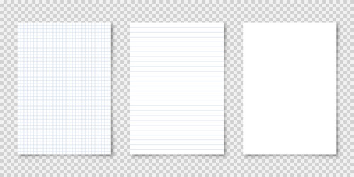 realistic blank lined paper sheets in a4 format vector