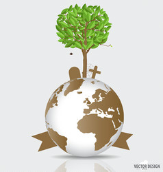 save the world tree on a deforested globe vector image