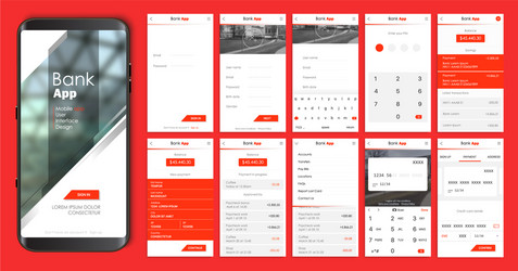 Mobile App UI/UX Screens - Login & Dashboard vector image