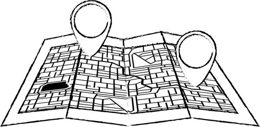 paper map with pointer location isolated icon vector image