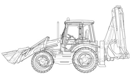 sketch of loading shovel with back actor vector image