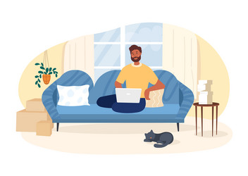 working on computer vector image