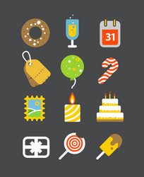 Different holiday icons set with rounded corners vector