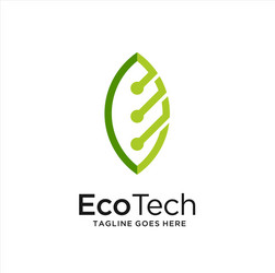 Green leaf technology logo design eco tech Vector Image
