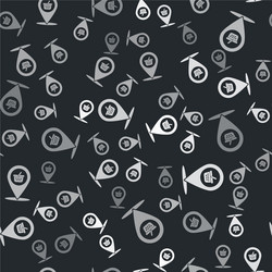 grey map pointer with shopping basket icon vector image