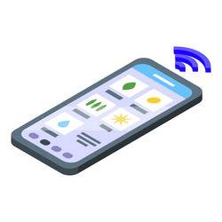 isometric smartphone with wifi signal vector image