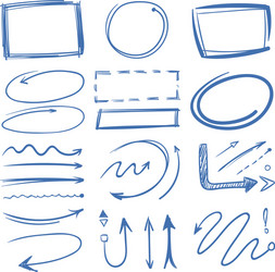 Marker circles pointing arrows frames doodle vector