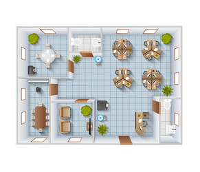 Modern interior elements realistic top view Vector Image