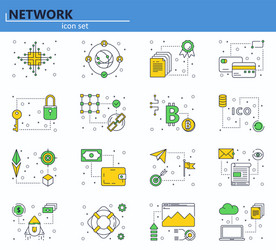 set of blockchain technology vector image