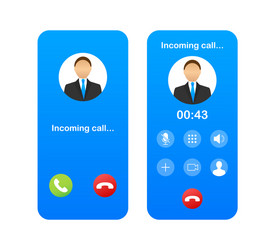 smartphone with incoming call on display vector image