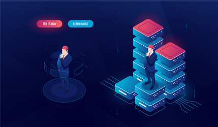 virtual reality interface big data processing vector image