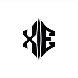 Xe letter logo monogram hexagon shape Royalty Free Vector