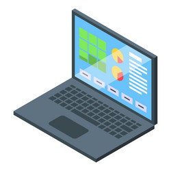 isometric laptop with data analysis graphics vector image