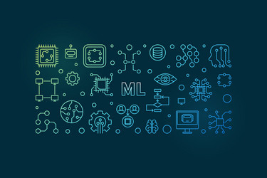ml machine learning colored thin line vector image