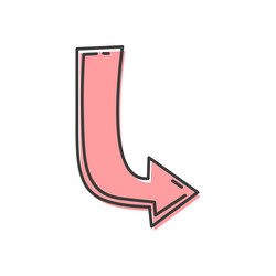 pointer forward sign arrow this way doodle button vector image