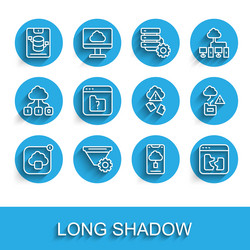 set line cloud technology data transfer filter vector image
