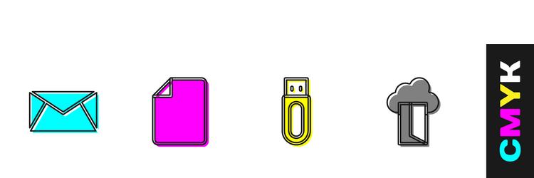 set mail and e-mail file document usb flash vector image