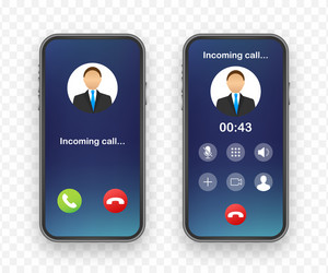 smartphone with incoming call on display vector image