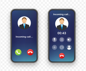 Smartphone with incoming call on display vector