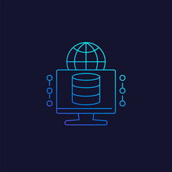 Database and computer linear icon vector