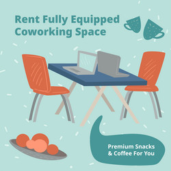 Recent fully equipped coworking space office vector