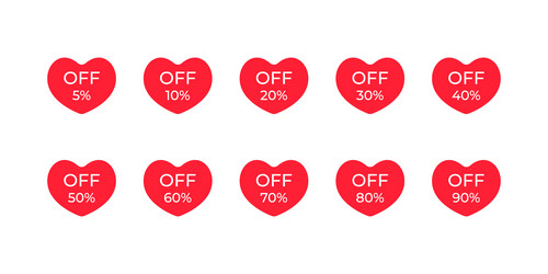 Sale label on heart icon with inscription off vector