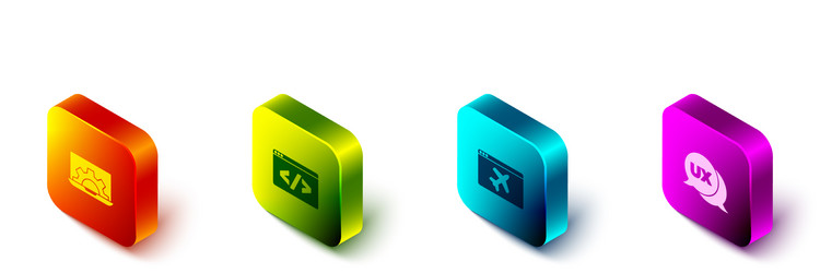 set isometric web development front end website vector image