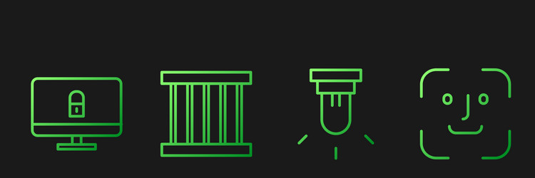 set line motion sensor lock on computer monitor vector image