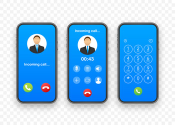 smartphone with incoming call on display vector