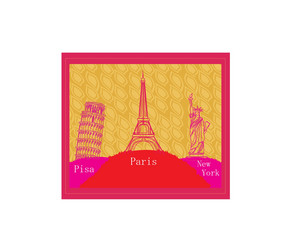 travel design element with different monuments vector image