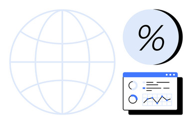 global financial data analysis with pie chart vector image
