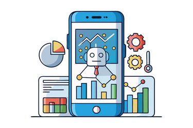 mobile device displaying ai data visualizations vector image