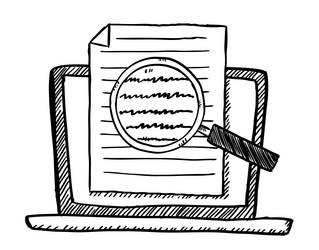 notebook with note and magnifying glass vector image