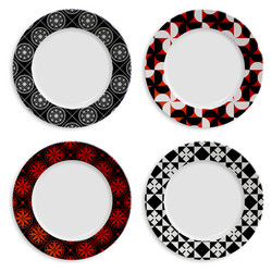 set of plates with pattern isolated on white vector image