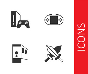 set sword for game console with joystick vector image