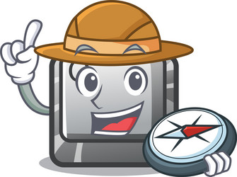 explorer button q in character shape vector image