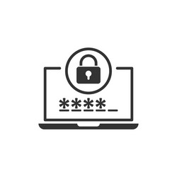 laptop with password icon in flat style computer vector image
