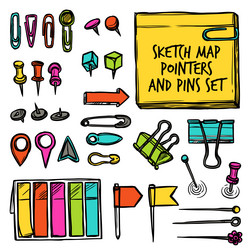 map pointers and pins sketch vector image