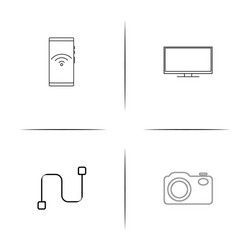 network and database simple linear icons set vector image