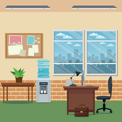 Office workspace desk chair laptop lapm table vector