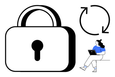 security lock with reset arrows and person using vector image